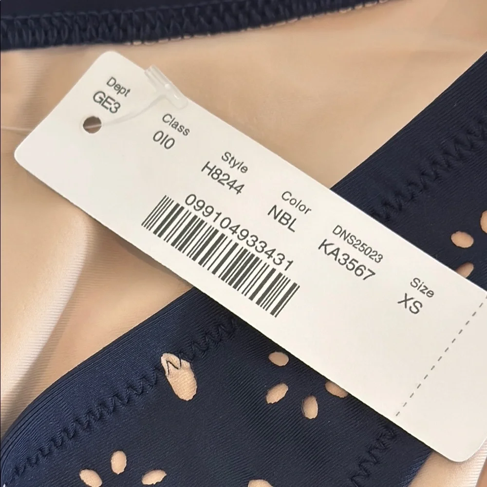 NWT J. Crew Navy Laser-Cut Bikini Bottoms with Nude Lining - Picture 3 of 6